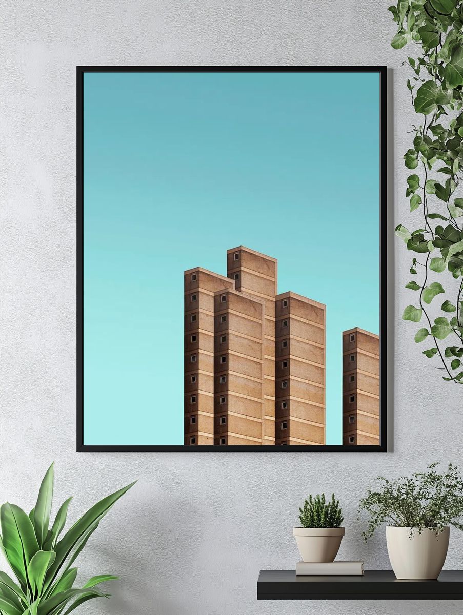 Minimalist Brutalist Towers Poster. — room view 4