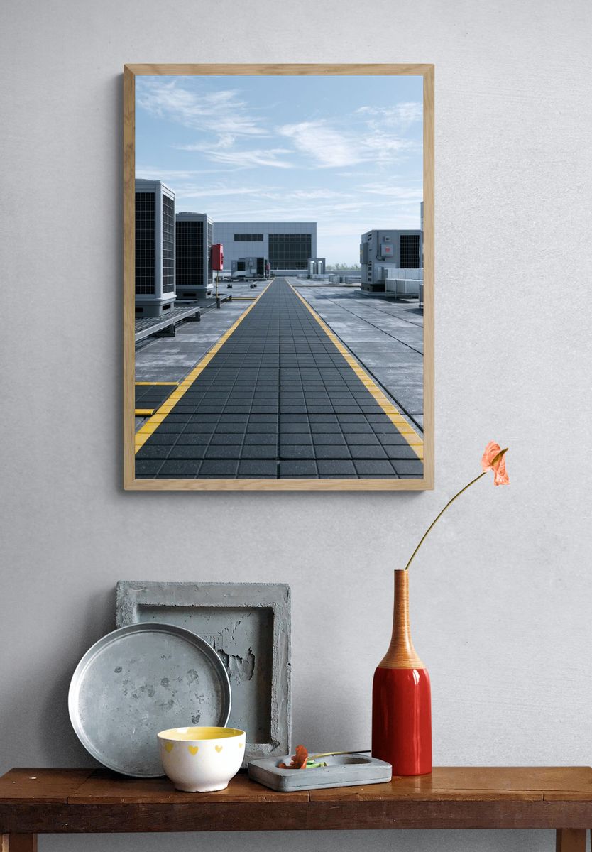 Rooftop HVAC Industrial Architecture Poster. — room view 3