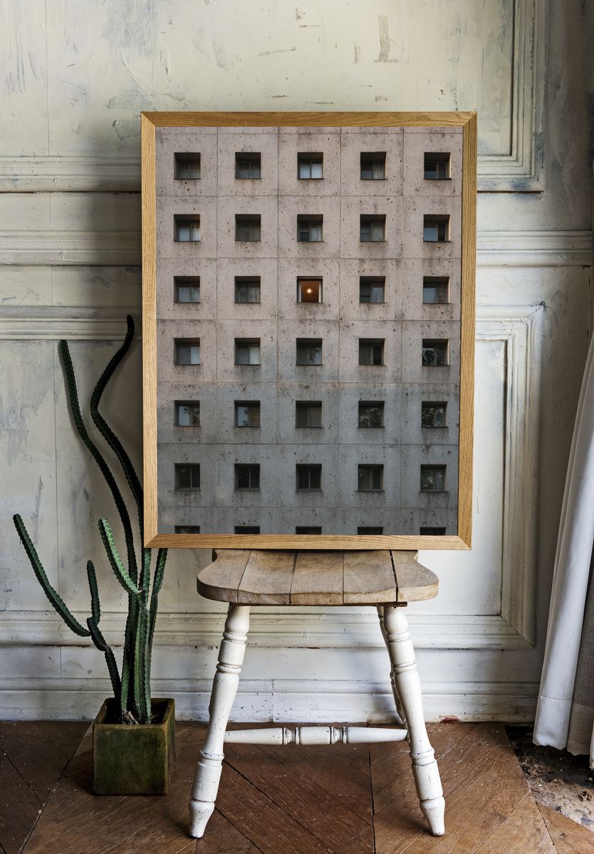 Concrete Window Grid Photography Poster. room preview