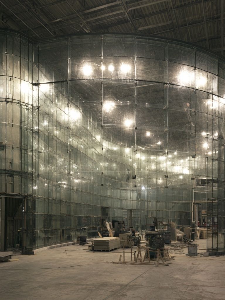 Glass Atrium Construction Poster. poster — architecture art