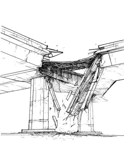 Bridge Collapse Ink Poster.