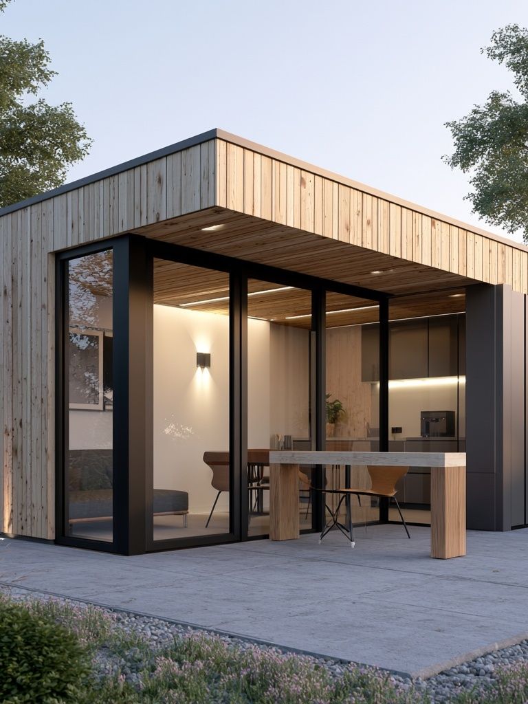Modern Cabin Exterior Photography Poster. poster detail