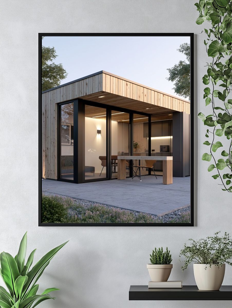 Modern Cabin Exterior Photography Poster. — room view 4