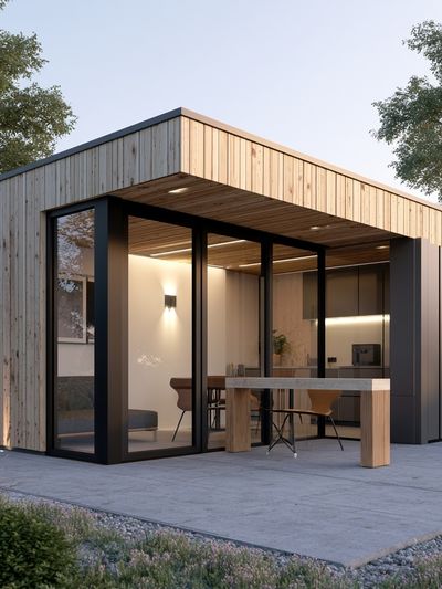 Modern Cabin Exterior Photography Poster. poster