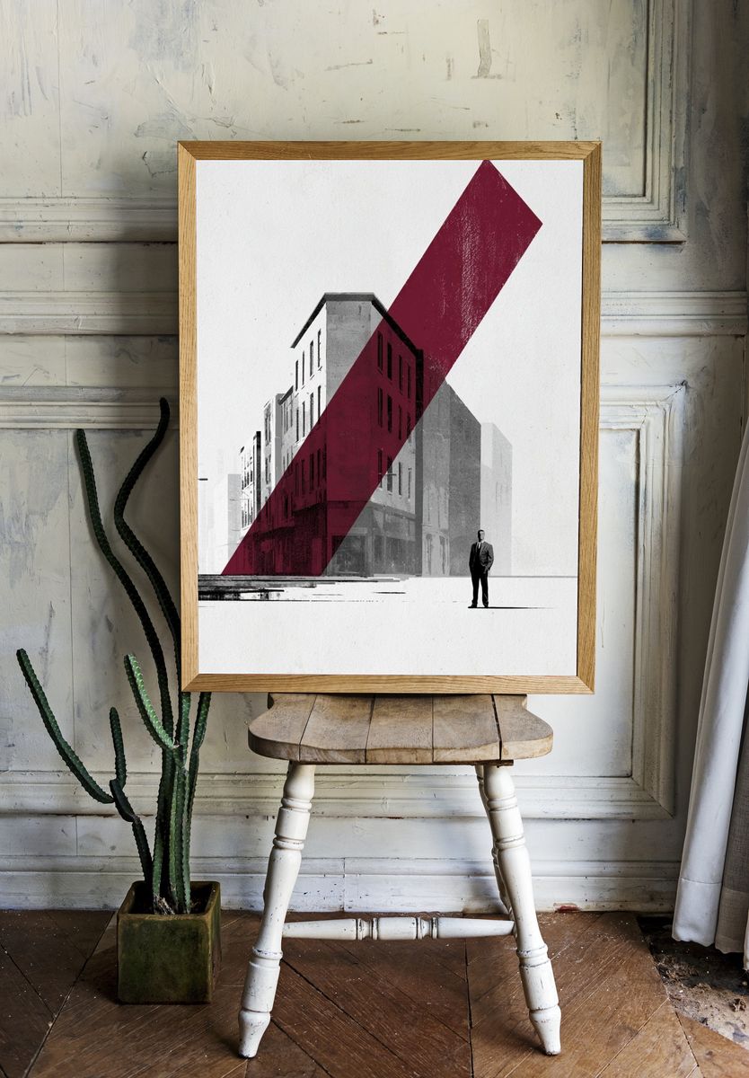 Urban Geometry Cityscape Print. room preview