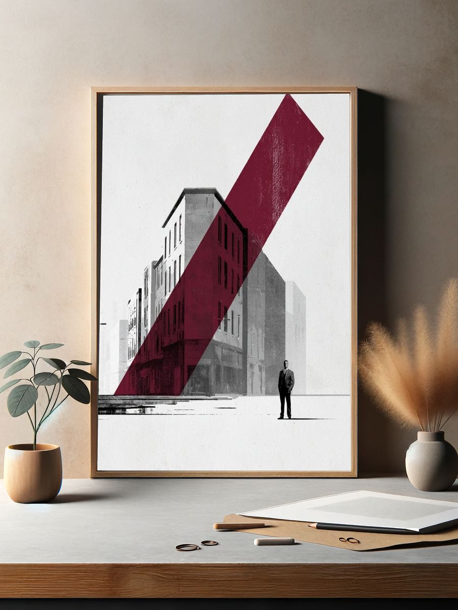 Urban Geometry Cityscape Print. — room view 2