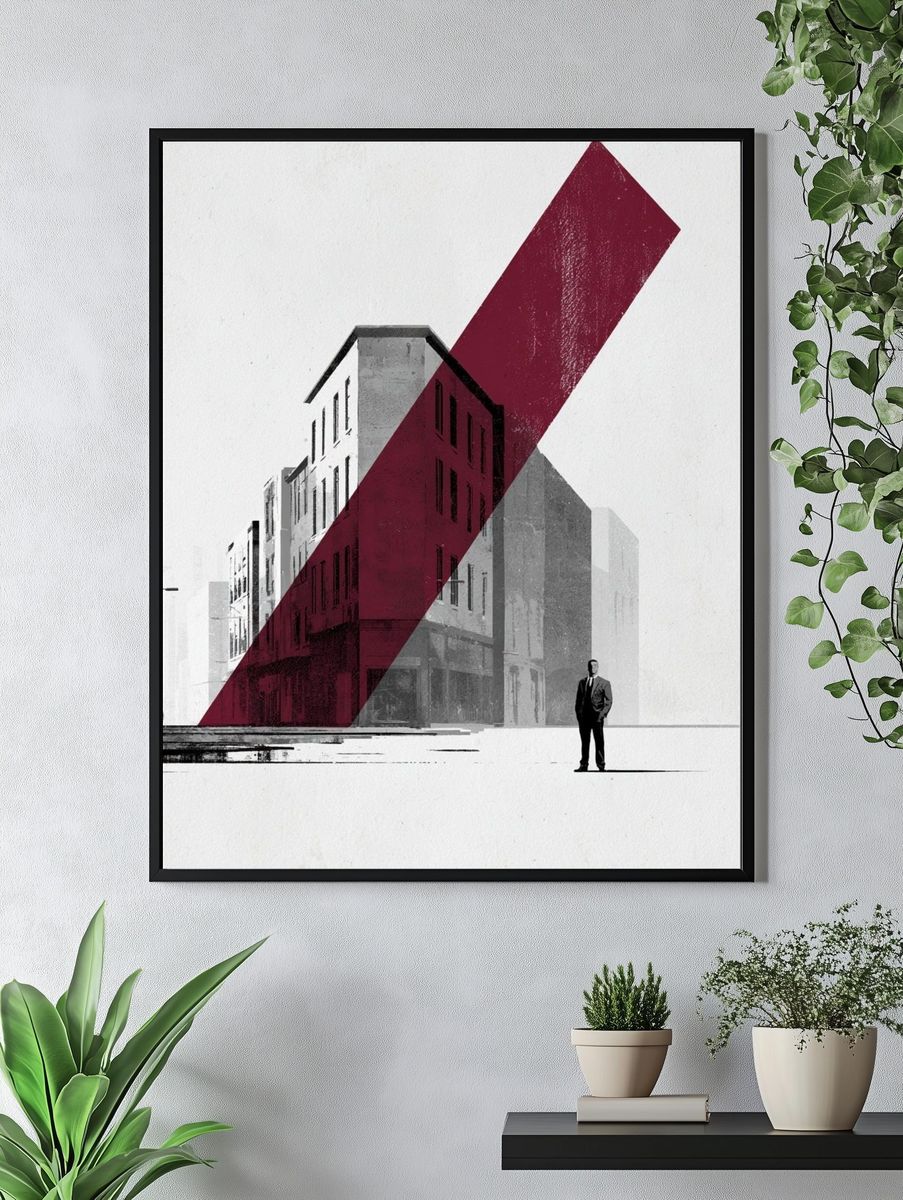 Urban Geometry Cityscape Print. — room view 4