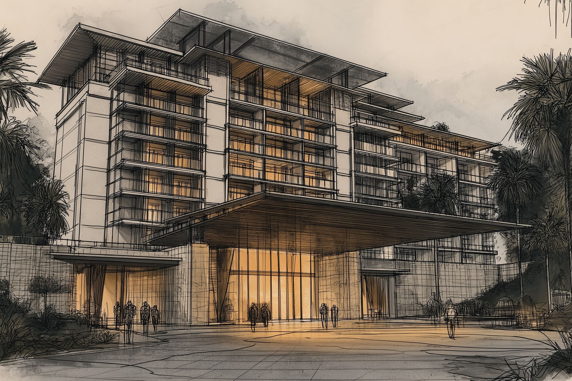 Modern Resort Architecture Print. poster — architecture art