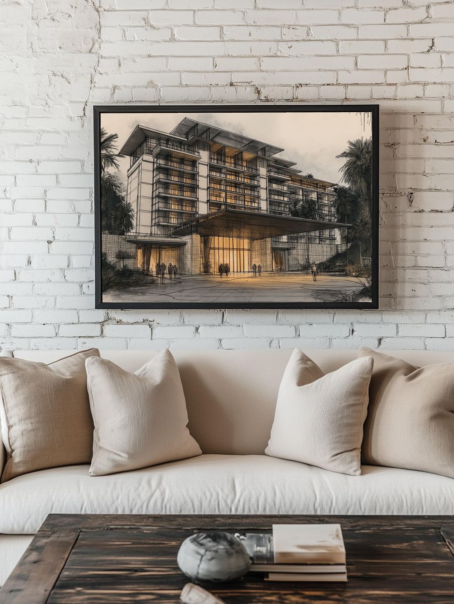 Modern Resort Architecture Print. — room view 1