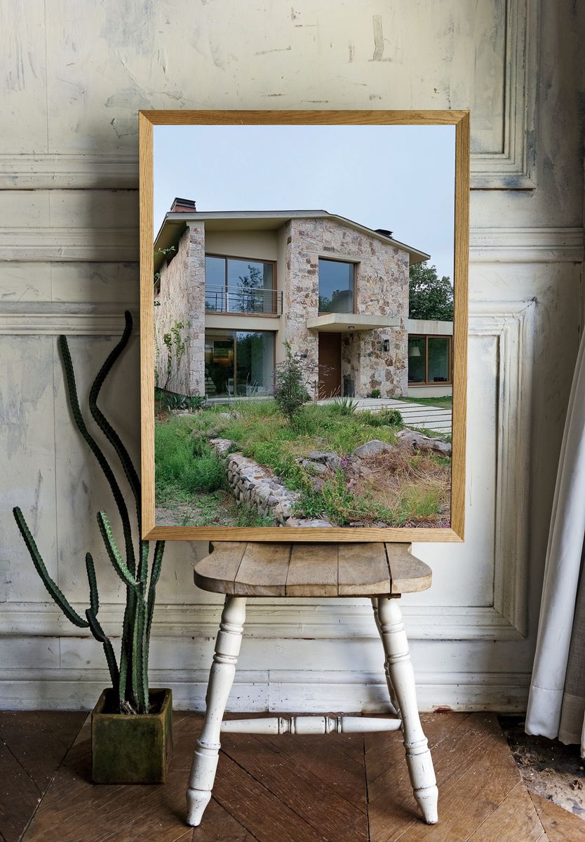 Modern Stone House Photography Poster. room preview