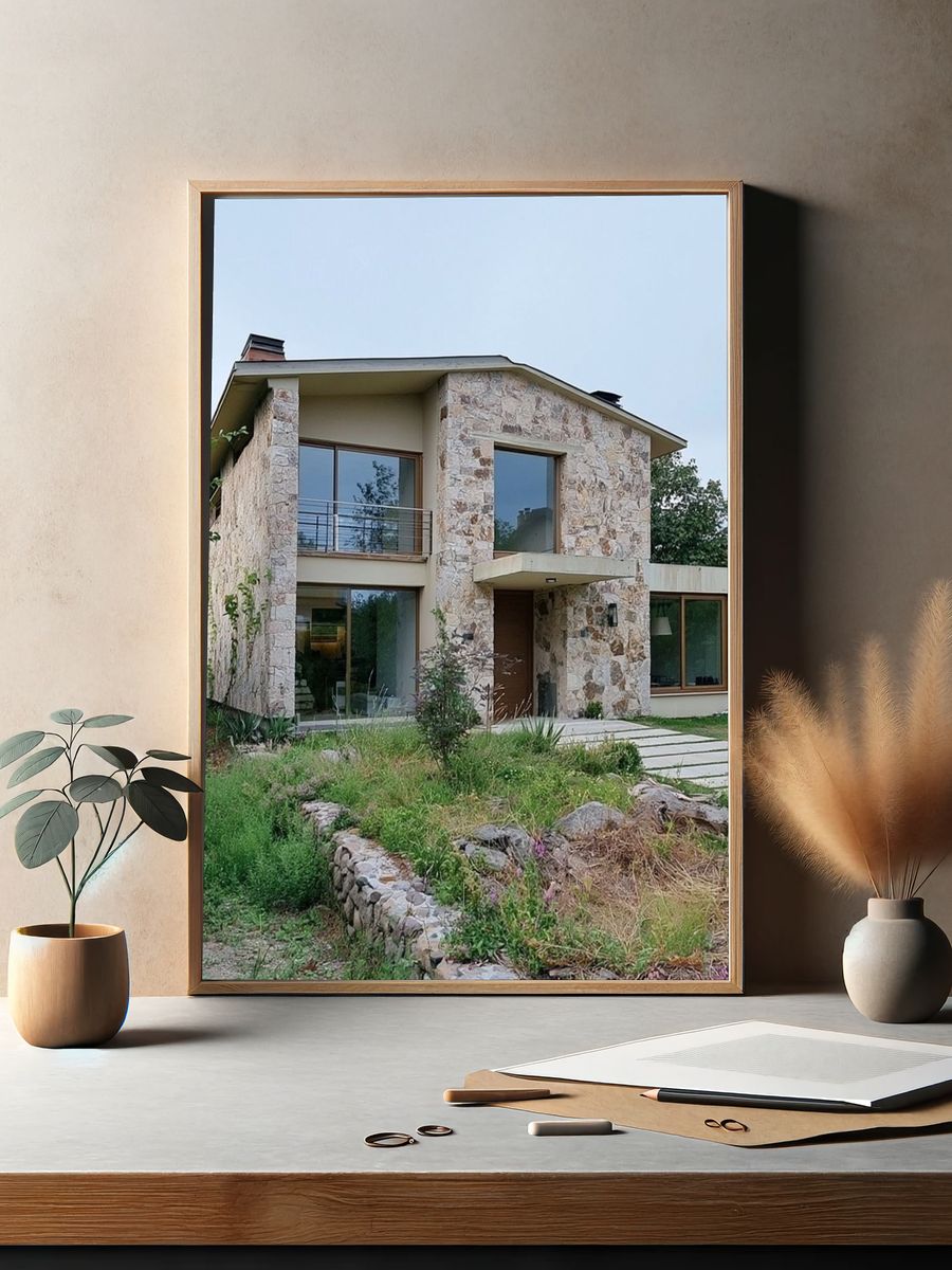 Modern Stone House Photography Poster. — room view 2