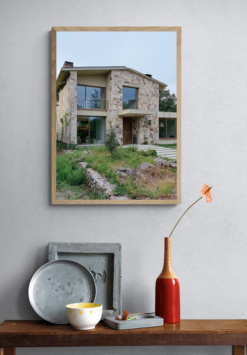 Modern Stone House Photography Poster. — room view 3
