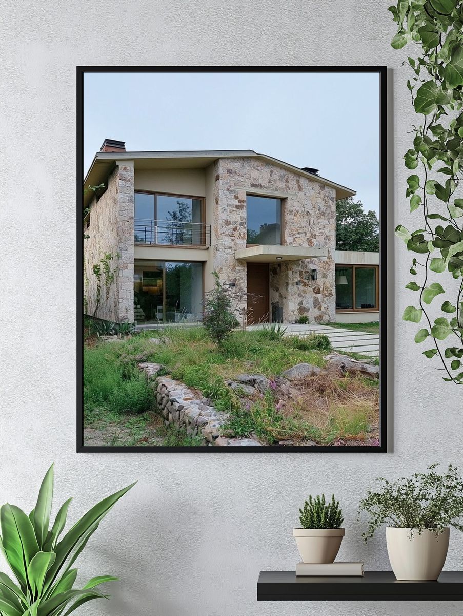 Modern Stone House Photography Poster. — room view 4