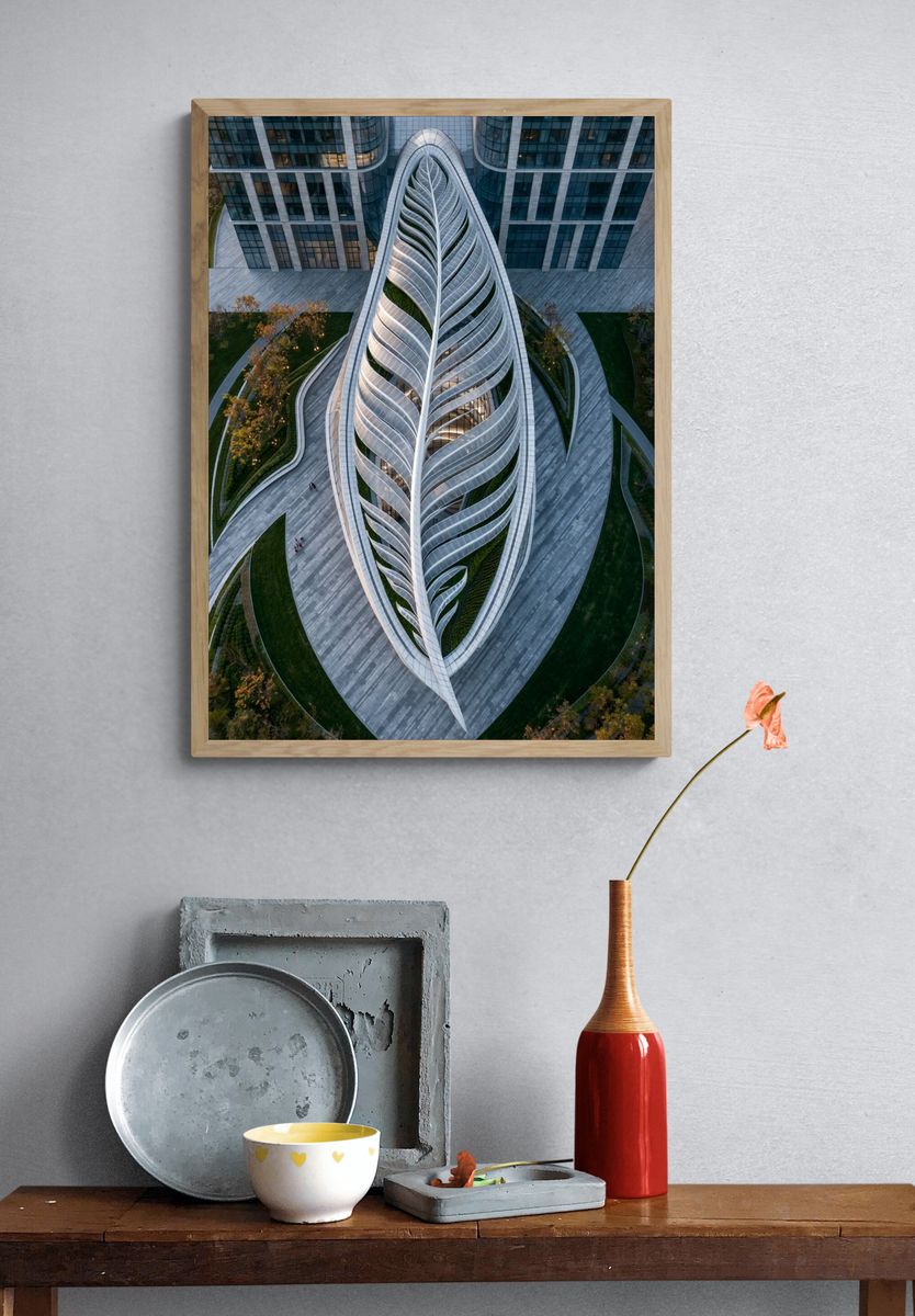 Leaf-Shaped Architecture Photography Poster. — room view 3