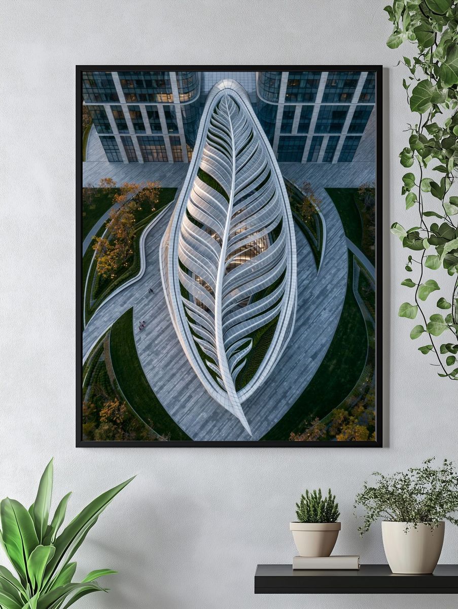 Leaf-Shaped Architecture Photography Poster. — room view 4
