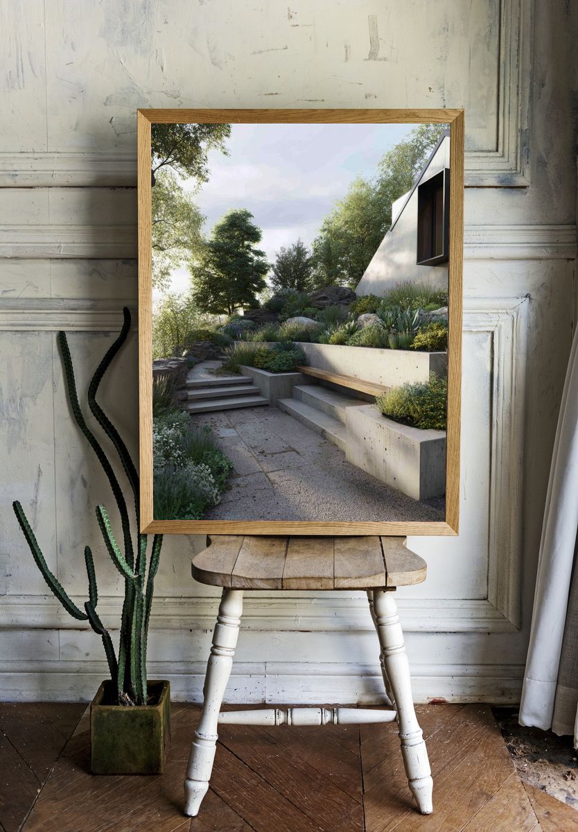 Modern Garden Terrace Architecture Poster. — room view 1