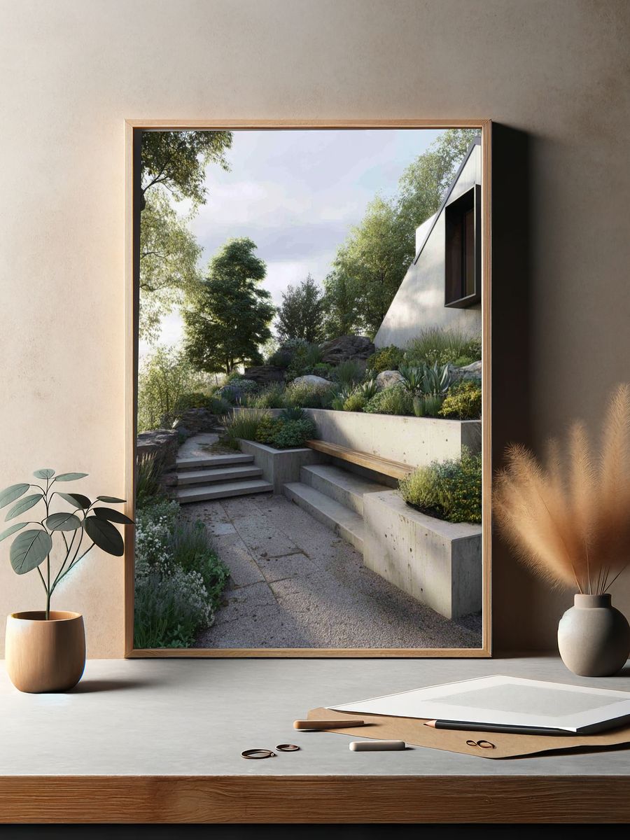 Modern Garden Terrace Architecture Poster. — room view 2