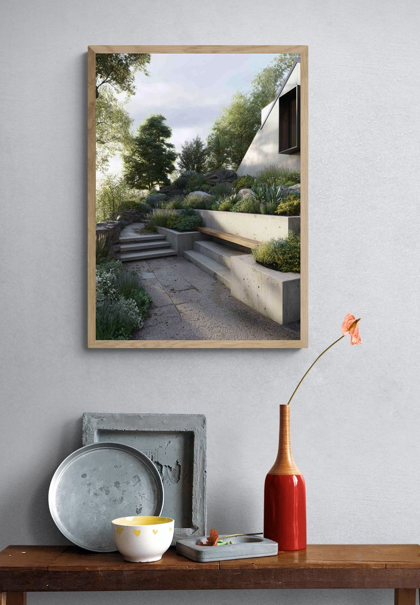 Modern Garden Terrace Architecture Poster. — room view 3