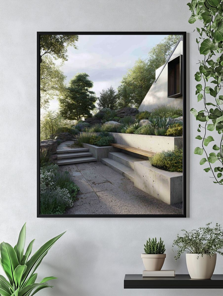 Modern Garden Terrace Architecture Poster. — room view 4