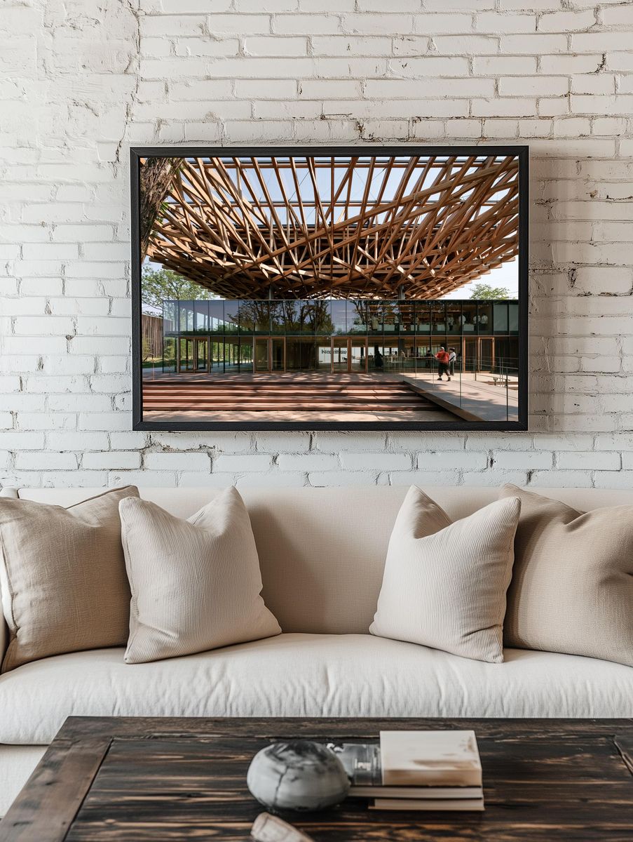 Modern Timber Pavilion Architecture Print. room preview