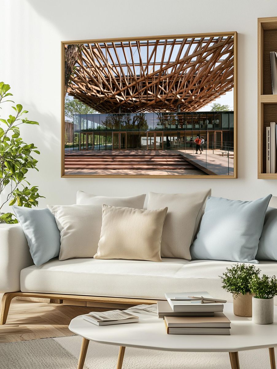Modern Timber Pavilion Architecture Print. — room view 2