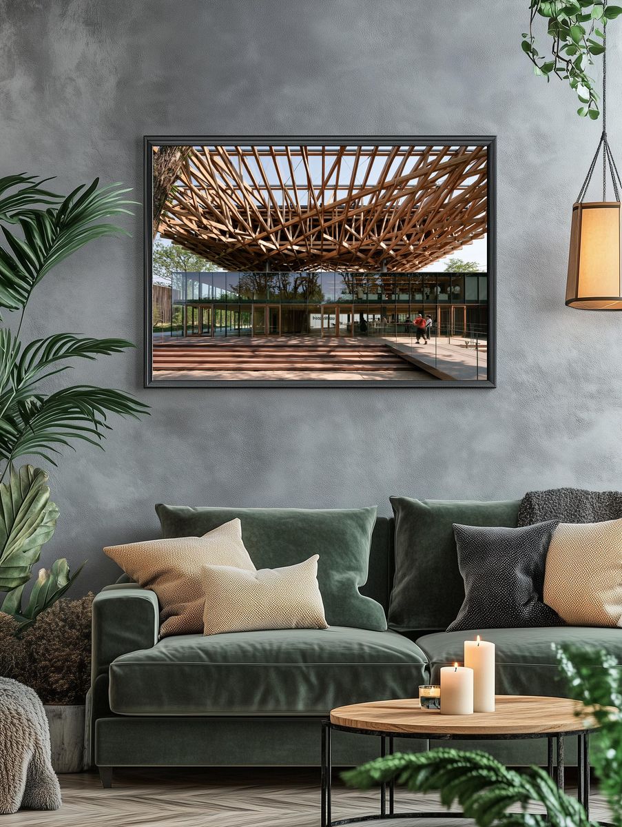 Modern Timber Pavilion Architecture Print. — room view 4