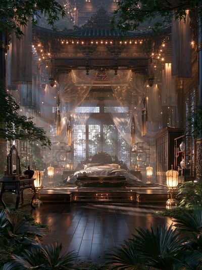 Ornate Oriental Bedroom Interior Print. poster print
