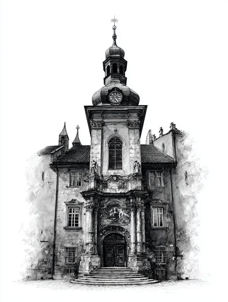 Historic Church Architecture — Line-Art Print. poster detail