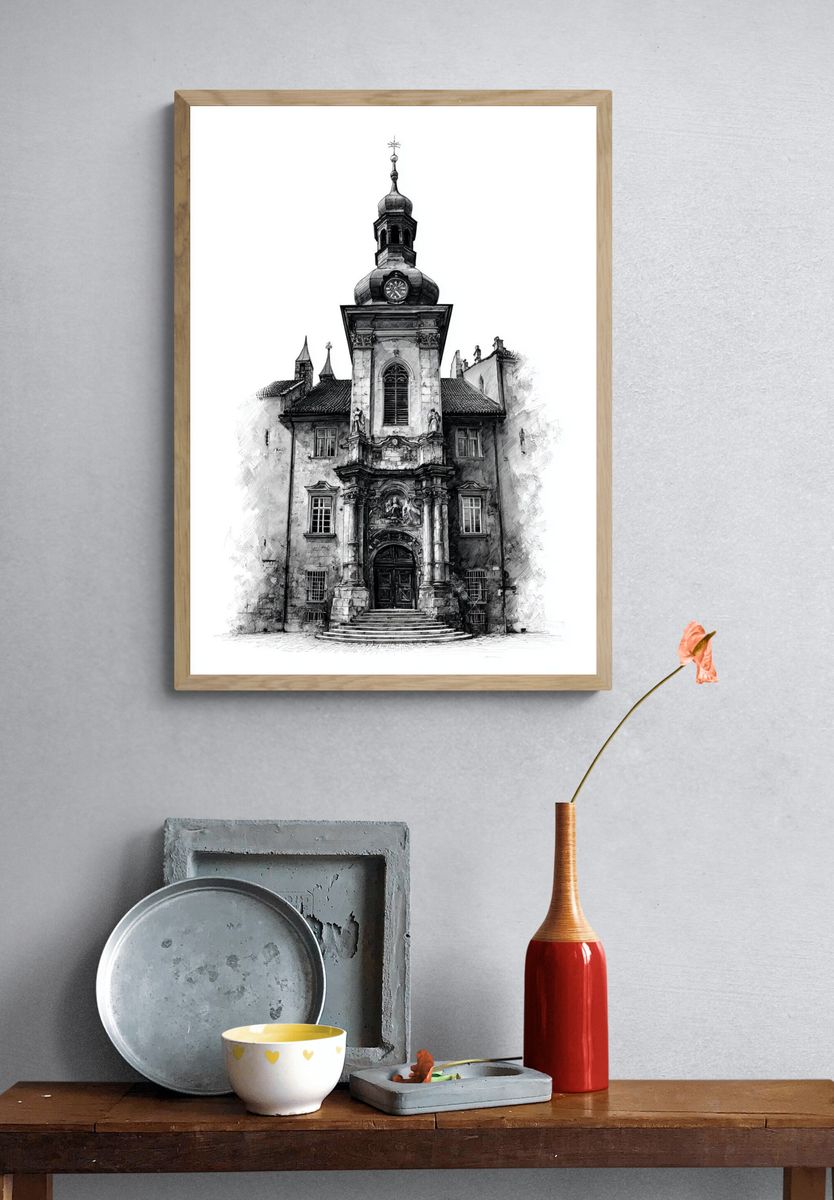 Historic Church Architecture — Line-Art Print. — room view 3