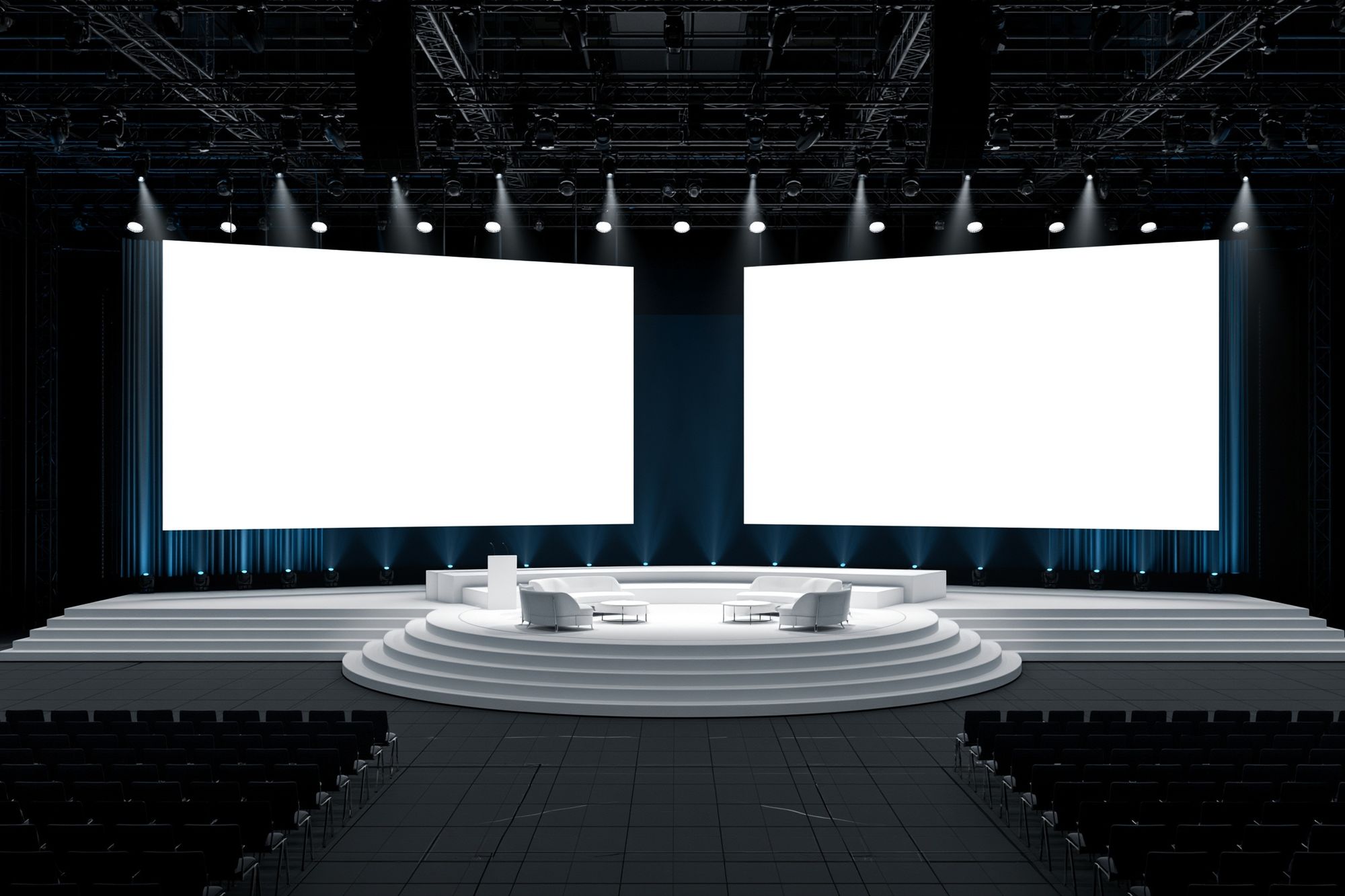 Modern Conference Stage Photography Poster. poster detail