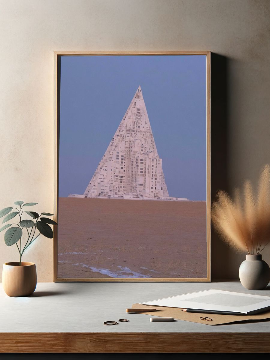 Desert Pyramid Cityscape Print. — room view 2