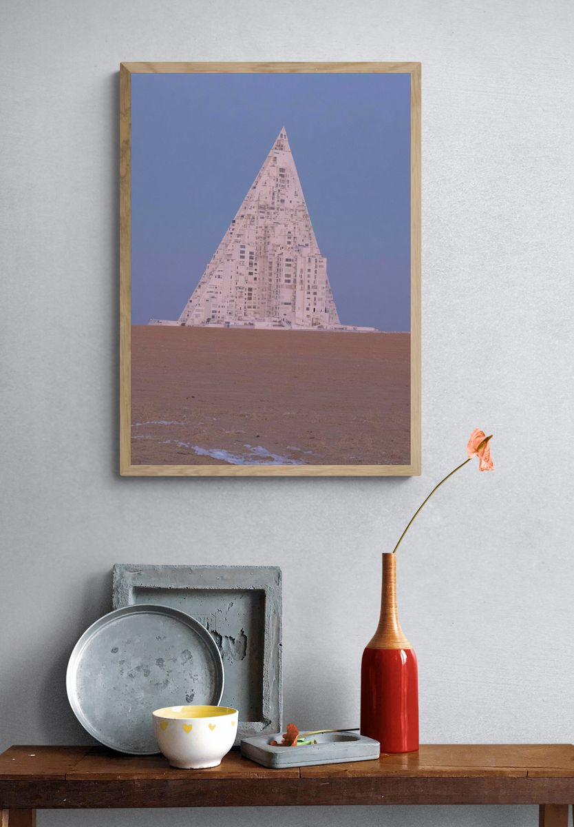 Desert Pyramid Cityscape Print. — room view 3
