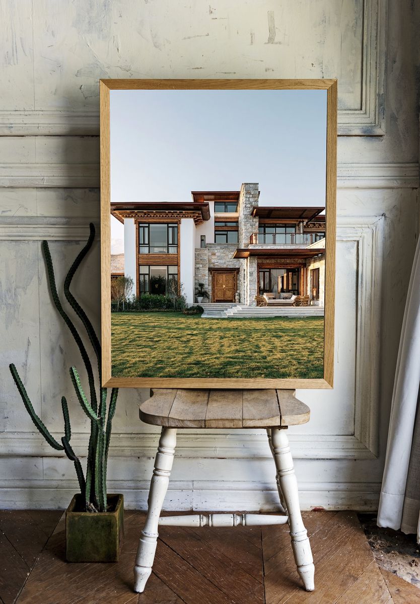 Modern Stone Villa Photography Poster. — room view 1