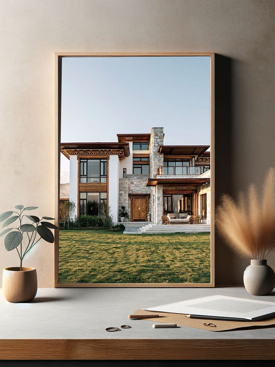 Modern Stone Villa Photography Poster. — room view 2