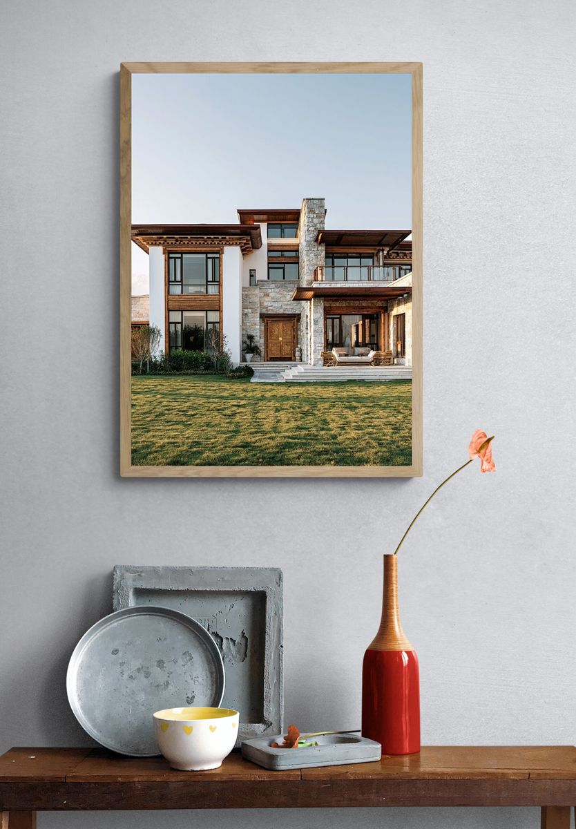 Modern Stone Villa Photography Poster. — room view 3