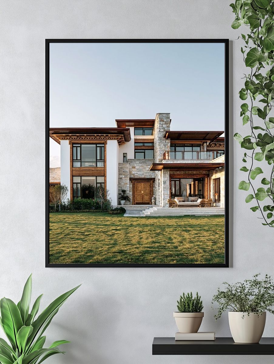 Modern Stone Villa Photography Poster. — room view 4
