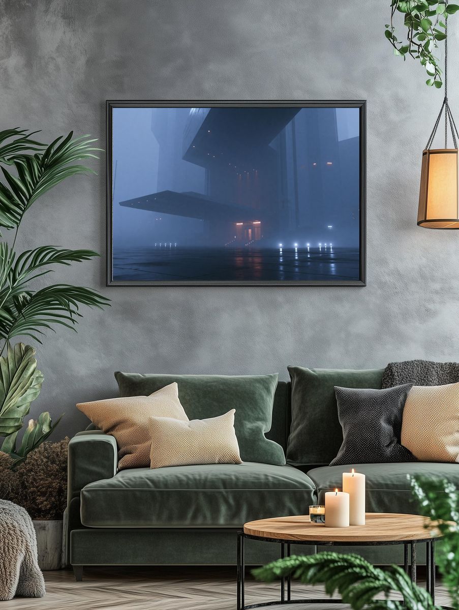 Foggy Futuristic Architecture Poster. — room view 4