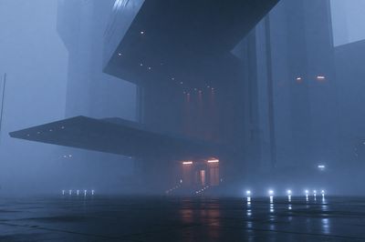 Foggy Futuristic Architecture Poster.