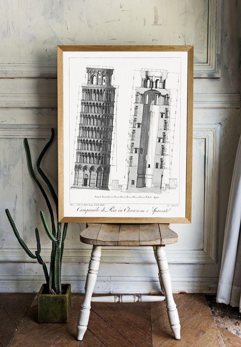 Pisa bell tower, aesthetic print. room preview