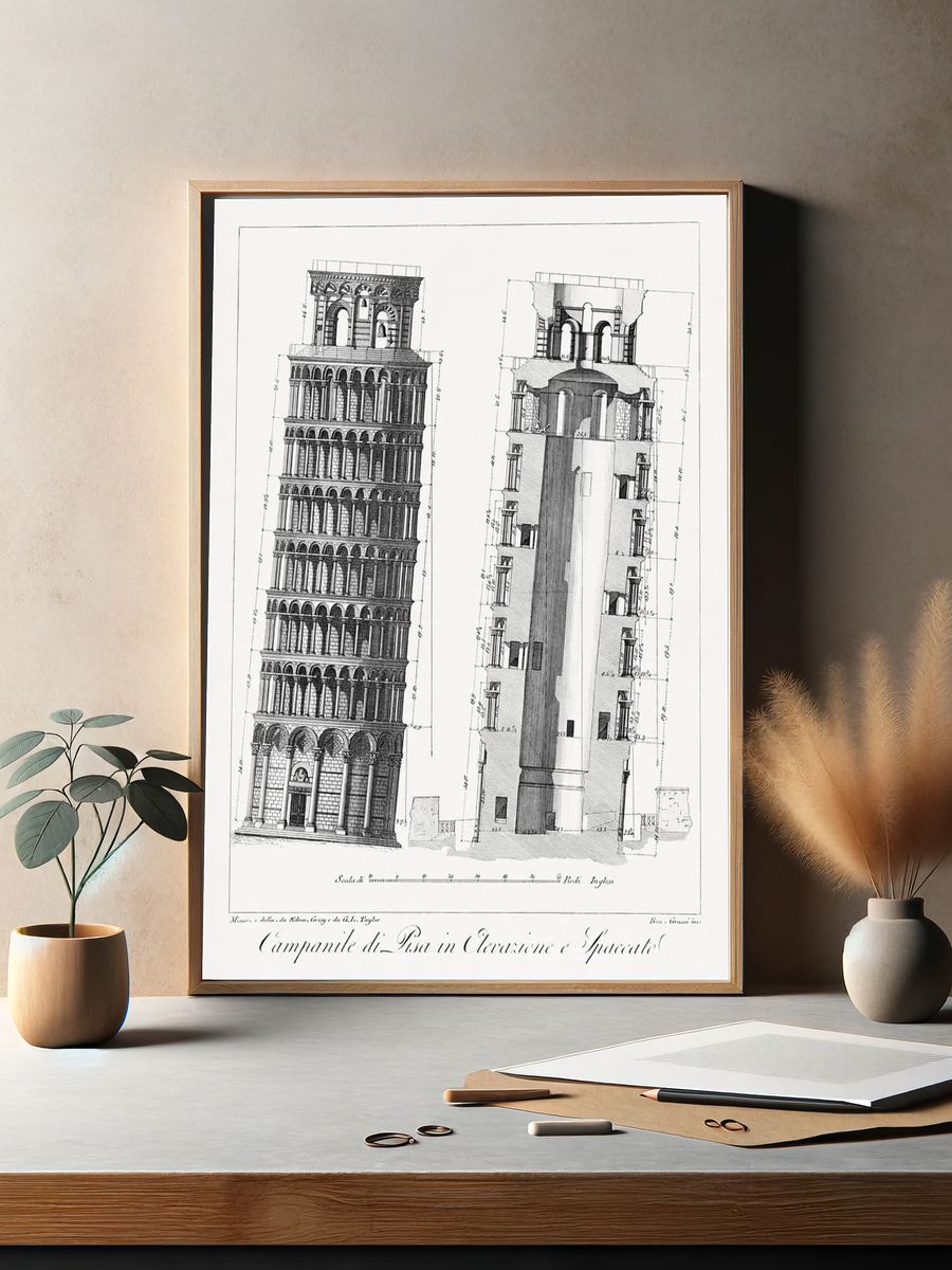 Pisa bell tower, aesthetic print. — room view 2