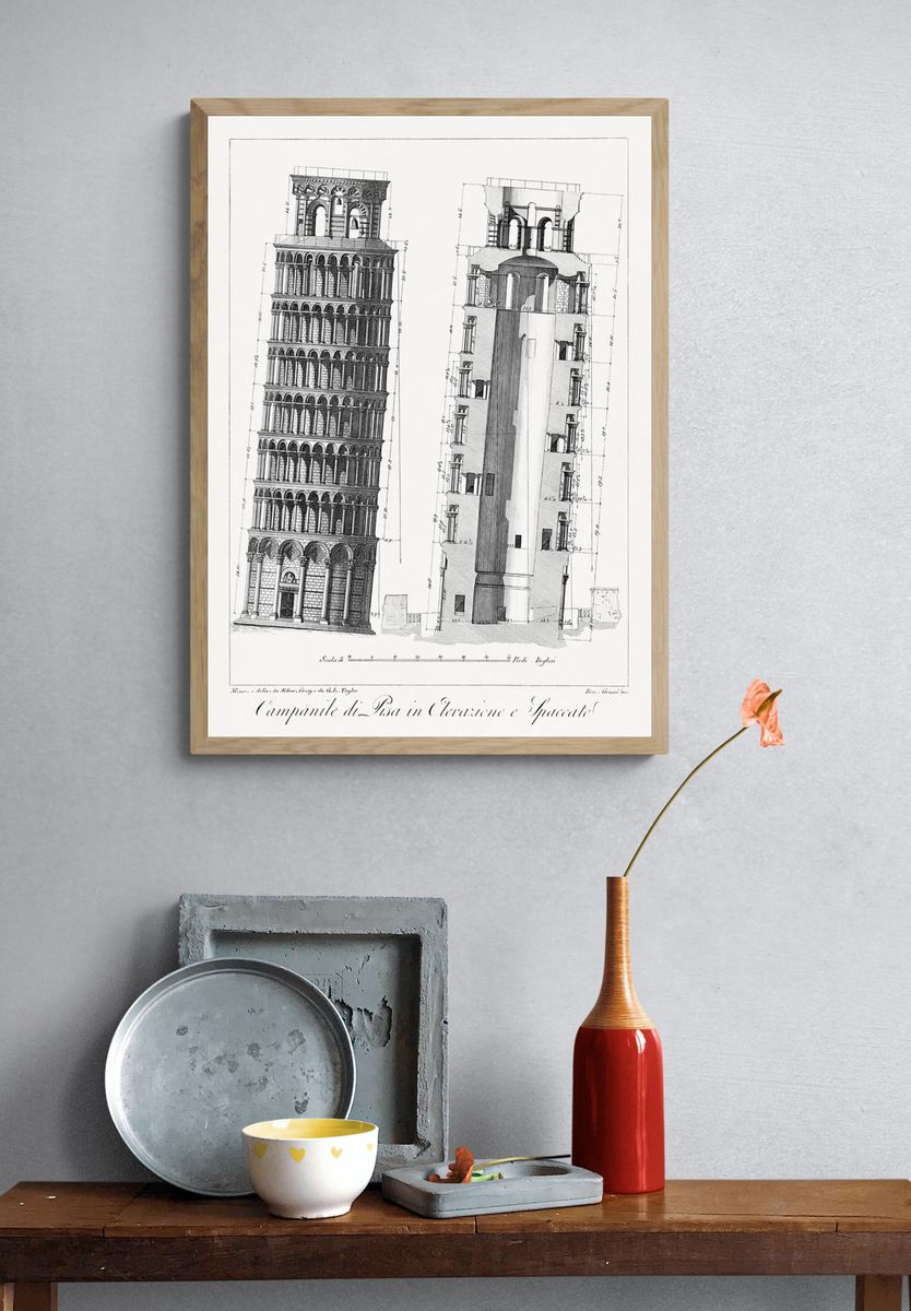 Pisa bell tower, aesthetic print. — room view 3