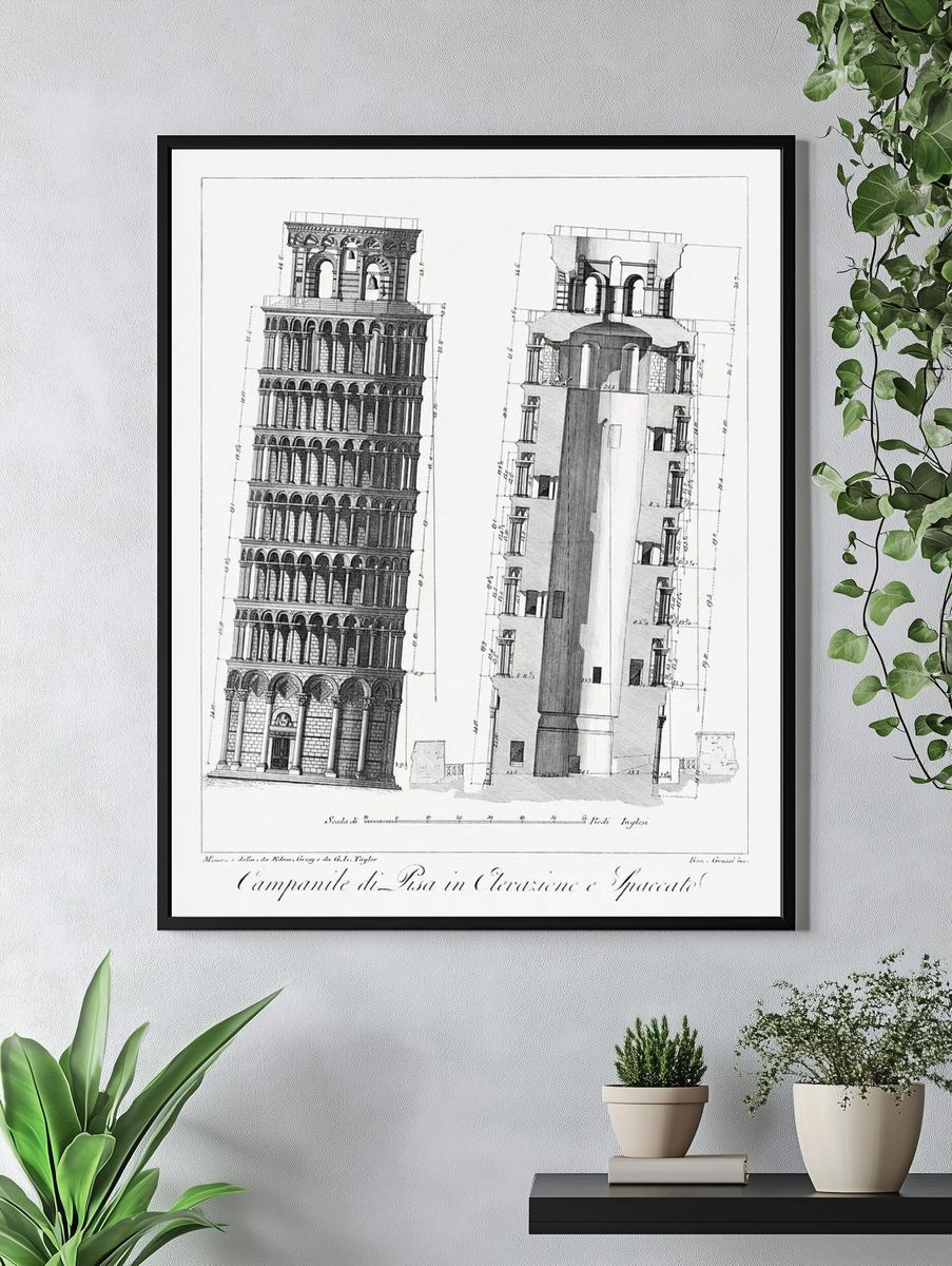 Pisa bell tower, aesthetic print. — room view 4