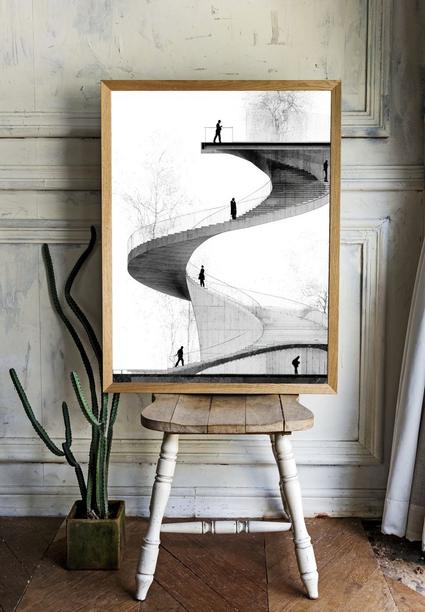 Spiral Staircase Architecture Print. room preview