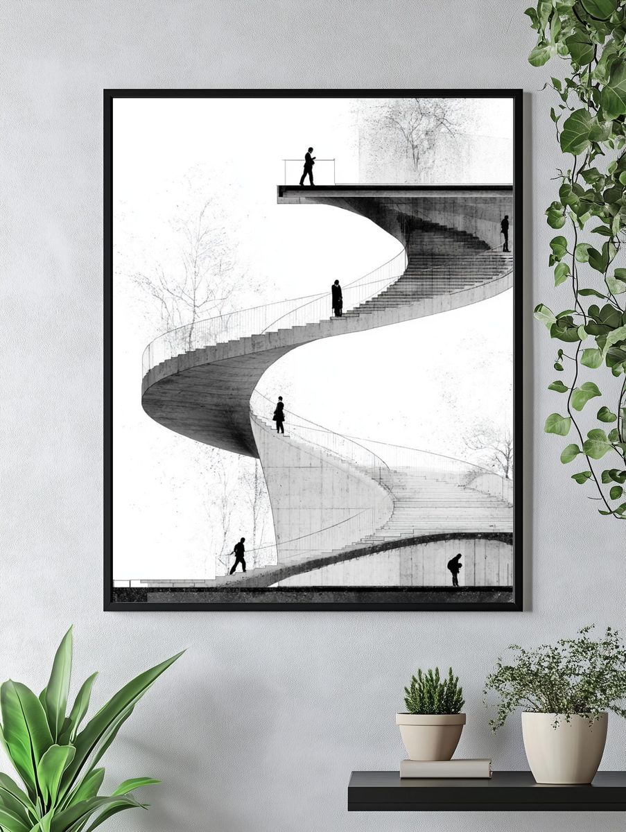 Spiral Staircase Architecture Print. — room view 4