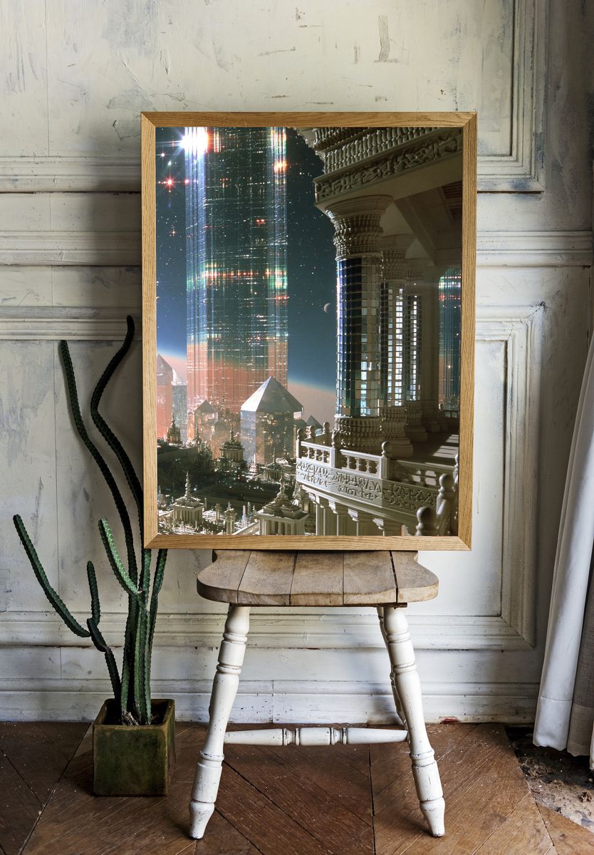 Futuristic Cityscape Architecture Print. — room view 1