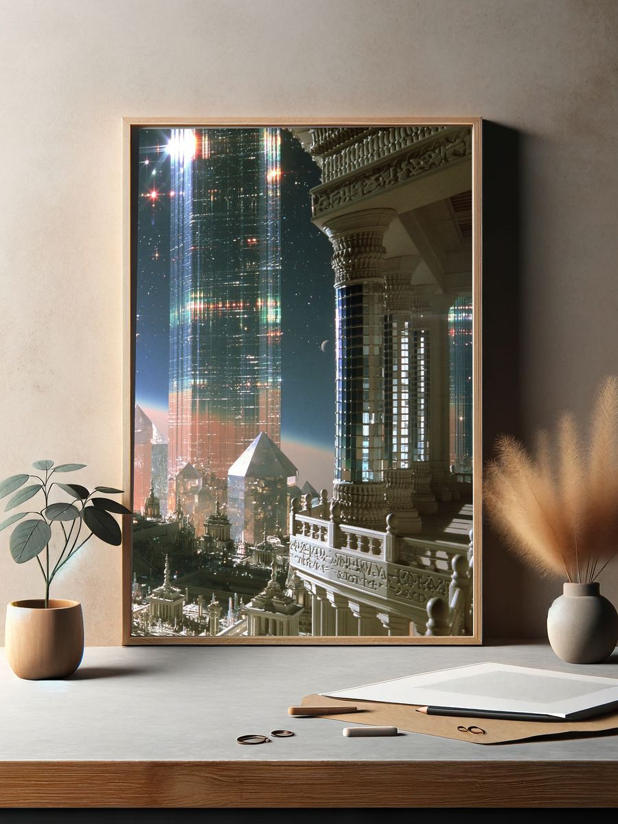 Futuristic Cityscape Architecture Print. — room view 2