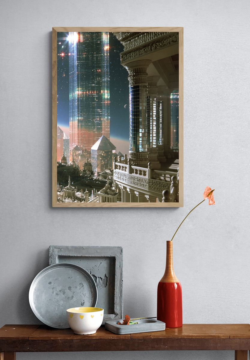 Futuristic Cityscape Architecture Print. — room view 3