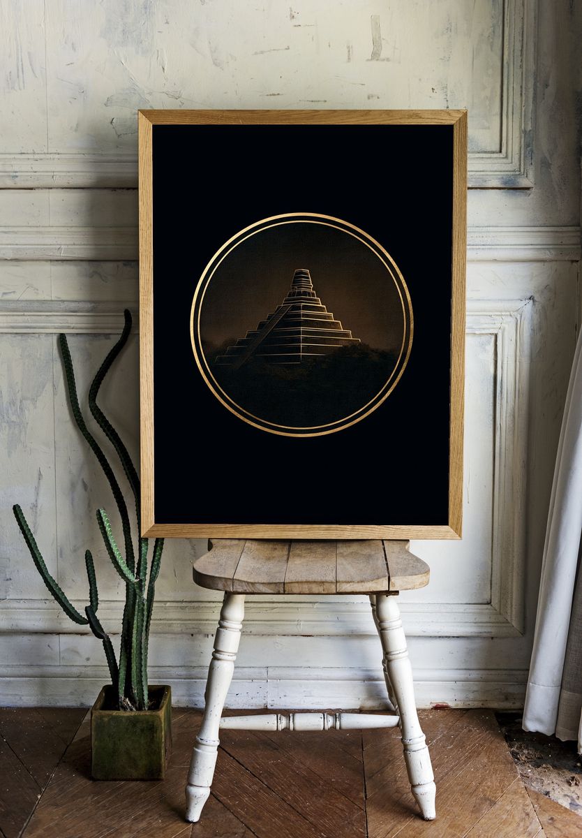 Golden Pyramid Architecture Print. room preview