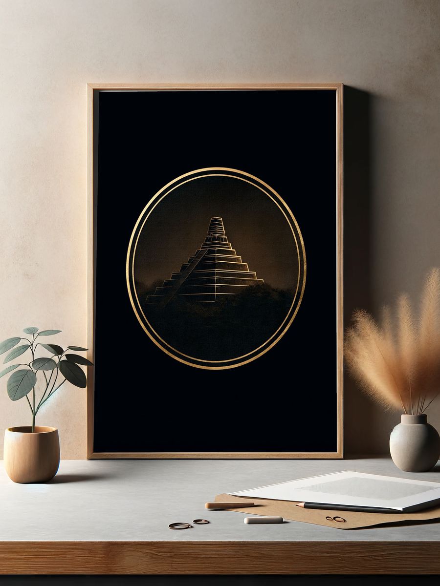Golden Pyramid Architecture Print. — room view 2