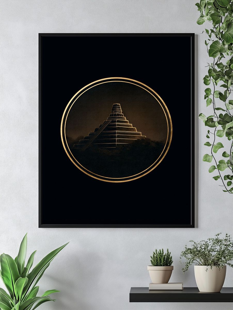 Golden Pyramid Architecture Print. — room view 4